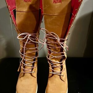 Stylish Tan Lace-Up Women's Boots custom made